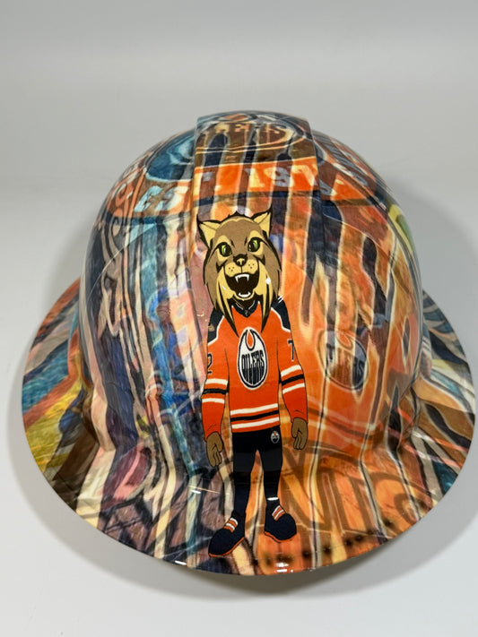 Full Brim Hard Hat Hydro Dipped EDMONTON OILERS