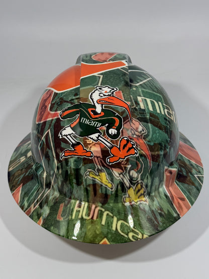Full Brim Hard Hat Hydro Dipped UNIVERSITY OF MIAMI