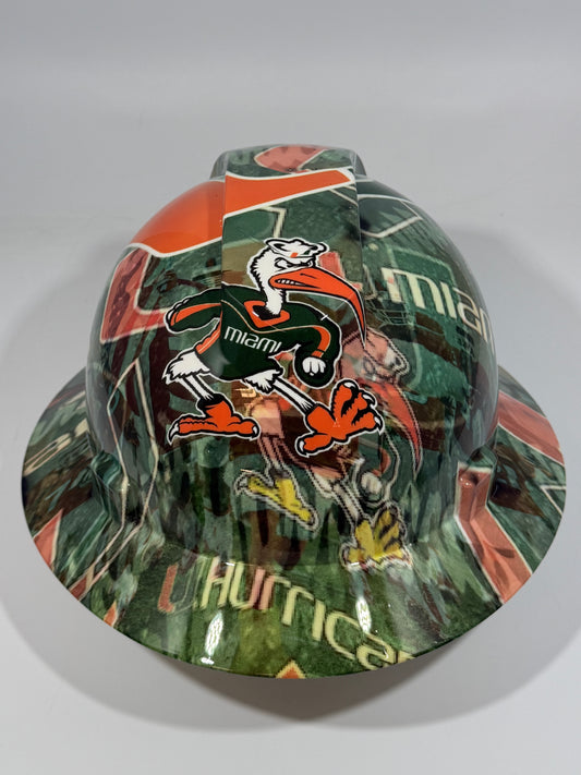 Full Brim Hard Hat Hydro Dipped UNIVERSITY OF MIAMI