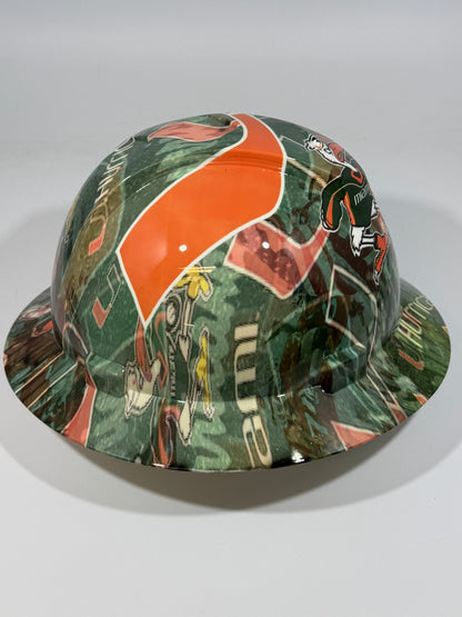 Full Brim Hard Hat Hydro Dipped UNIVERSITY OF MIAMI