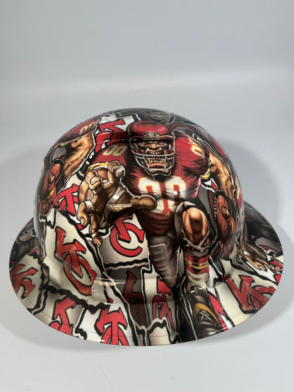 Full Brim Hard Hat Custom Hydro Dipped KANSAS CITY CHIEFS Fat Head