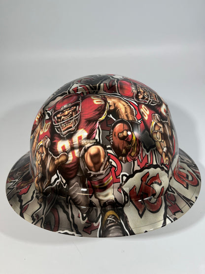 Full Brim Hard Hat Custom Hydro Dipped KANSAS CITY CHIEFS Fat Head