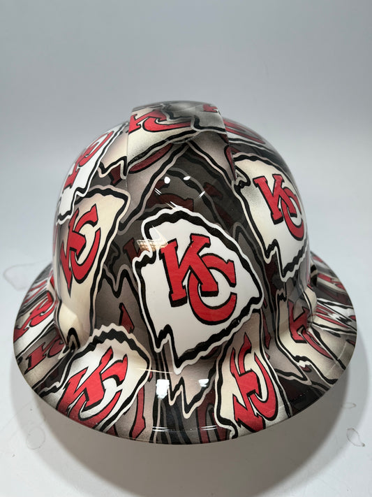 Full Brim Hard Hat Hydro Dipped KC KANSAS CITY CHIEFS