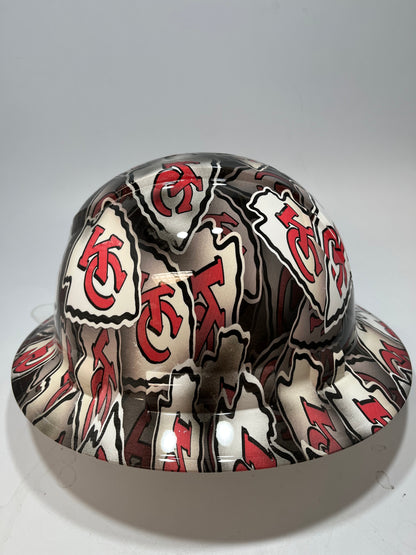 Full Brim Hard Hat Hydro Dipped KC KANSAS CITY CHIEFS