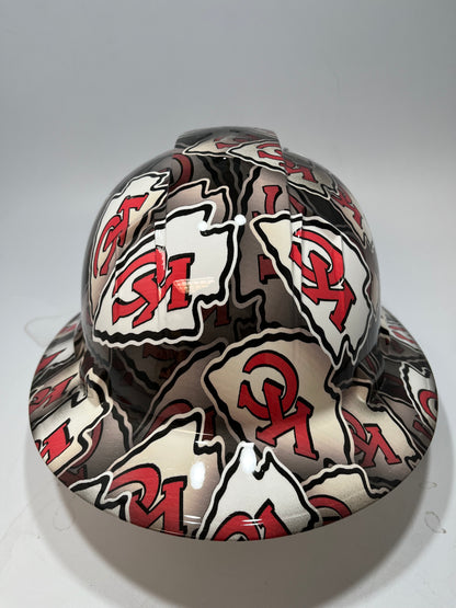 Full Brim Hard Hat Hydro Dipped KC KANSAS CITY CHIEFS