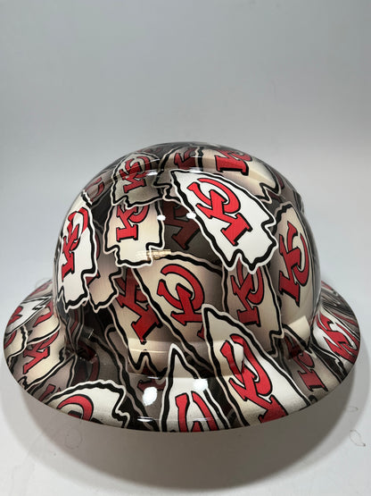 Full Brim Hard Hat Hydro Dipped KC KANSAS CITY CHIEFS