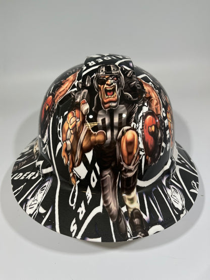 Full Brim Hard Hat Custom Hydro Dipped LAS VEGAS RAIDERS Fat Head