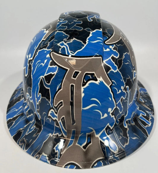 Full Brim Hard Hat Hydro Dipped DETROIT LIONS Expedited shipping