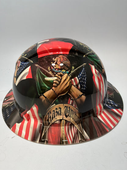 MEXICAN AMERICAN RAZA UNIDA Full Brim Hard Hat