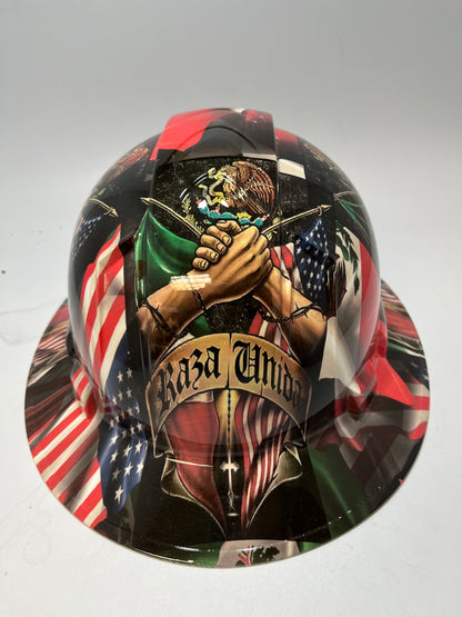 MEXICAN AMERICAN RAZA UNIDA Full Brim Hard Hat