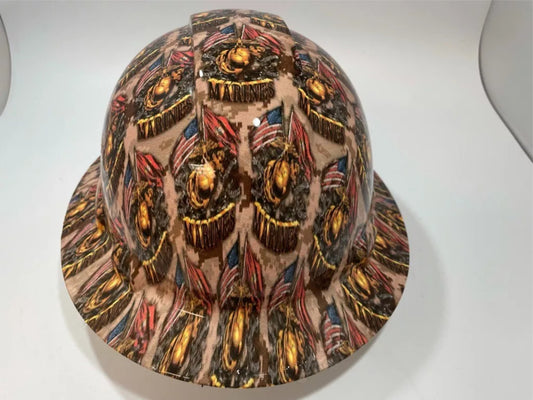 Full Brim Hard Hat Custom Hydro Dipped Marines 2