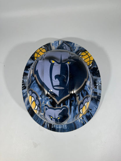 Full Brim Hard Hat Custom Hydro Dipped Memphis Grizzlies