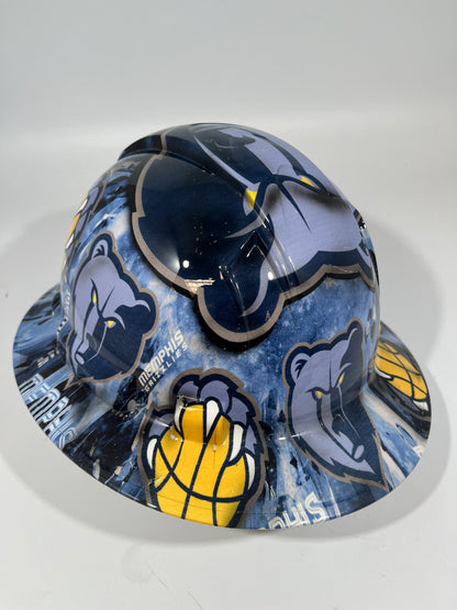 Full Brim Hard Hat Custom Hydro Dipped Memphis Grizzlies