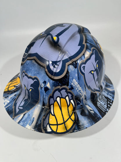 Full Brim Hard Hat Custom Hydro Dipped Memphis Grizzlies