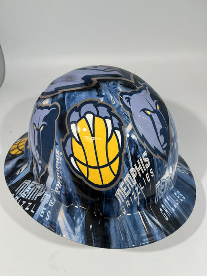 Full Brim Hard Hat Custom Hydro Dipped Memphis Grizzlies