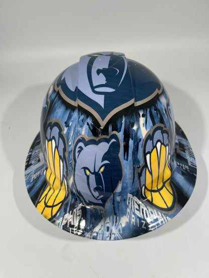 Full Brim Hard Hat Custom Hydro Dipped Memphis Grizzlies