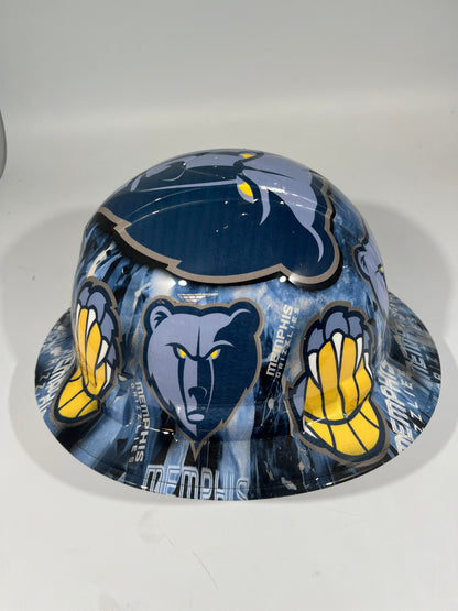 Full Brim Hard Hat Custom Hydro Dipped Memphis Grizzlies