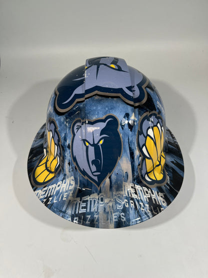 Full Brim Hard Hat Custom Hydro Dipped Memphis Grizzlies
