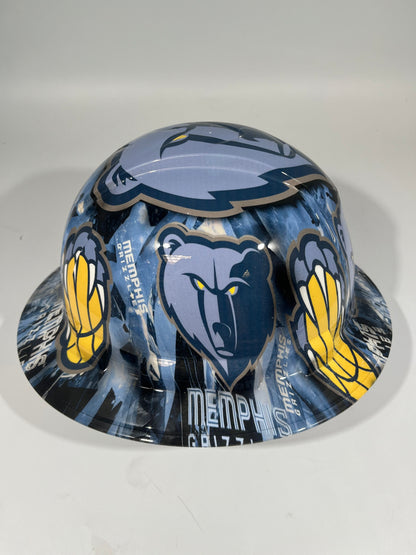 Full Brim Hard Hat Custom Hydro Dipped Memphis Grizzlies