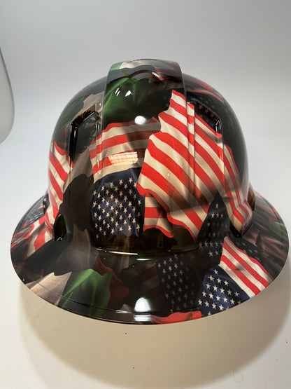 Full Brim Hard Hat Hydro Dipped MEXICO AMERICAN FLAG