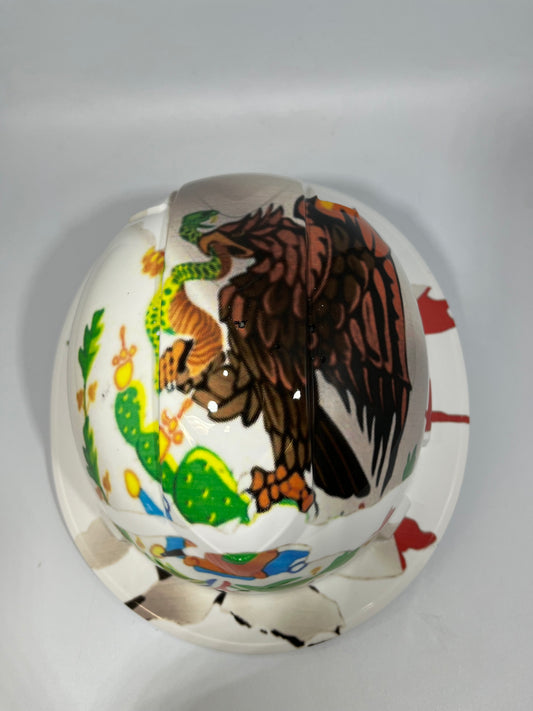 Full Brim Hard Hat Custom Hydro Dipped Mexico Flag Mexican Eagle