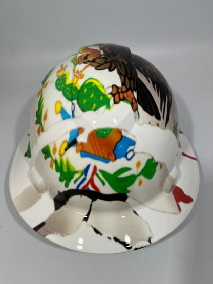 Full Brim Hard Hat Custom Hydro Dipped Mexico Flag Mexican Eagle