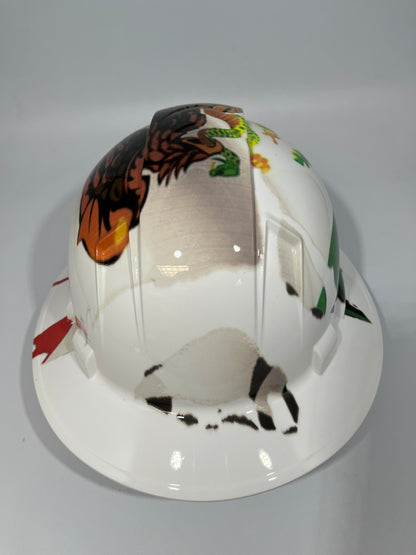 Full Brim Hard Hat Custom Hydro Dipped Mexico Flag Mexican Eagle