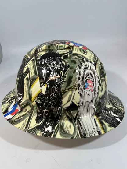 Full Brim Hard Hat Custom Hydro Dipped Money Roll Clean Money