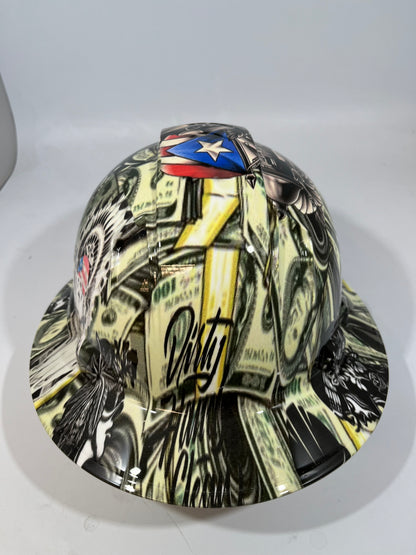 Full Brim Hard Hat Custom Hydro Dipped Money Roll Clean Money