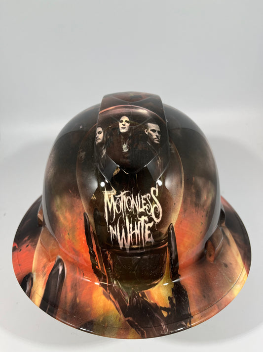 Full Brim Hard Hat Custom Hydro Dipped Motionless in White