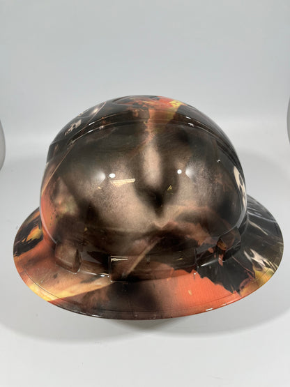 Full Brim Hard Hat Custom Hydro Dipped Motionless in White