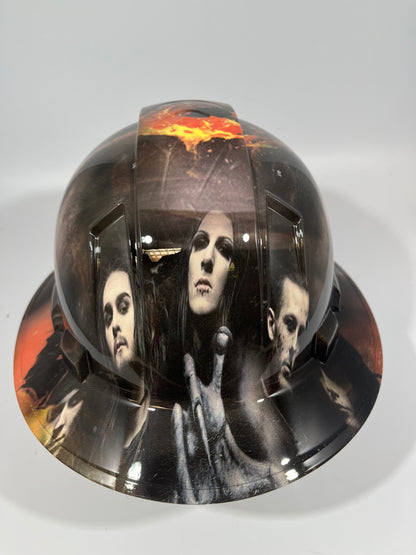 Full Brim Hard Hat Custom Hydro Dipped Motionless in White