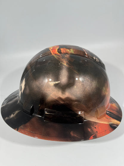 Full Brim Hard Hat Custom Hydro Dipped Motionless in White