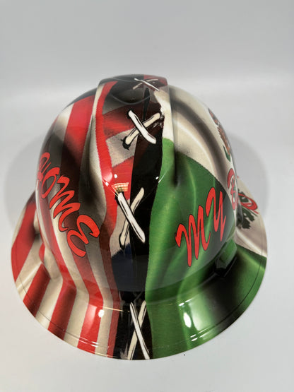 Full Brim Hard Hat Custom Hydro Dipped My Home My Blood