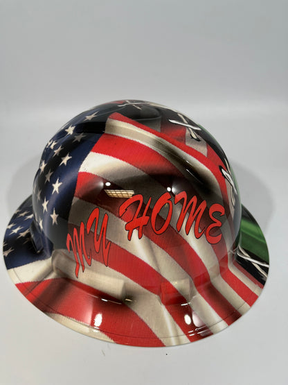 Full Brim Hard Hat Custom Hydro Dipped My Home My Blood