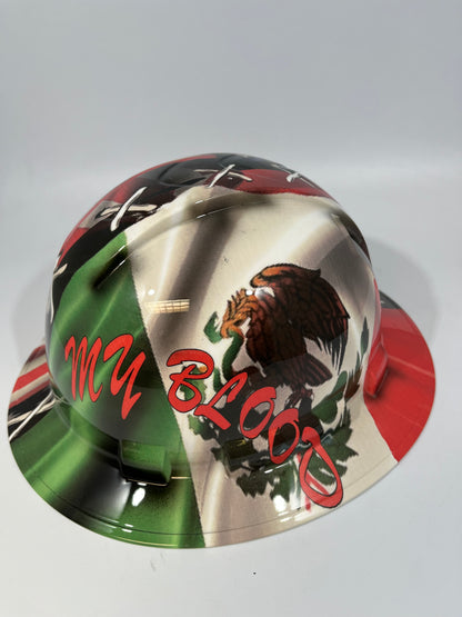 Full Brim Hard Hat Custom Hydro Dipped My Home My Blood