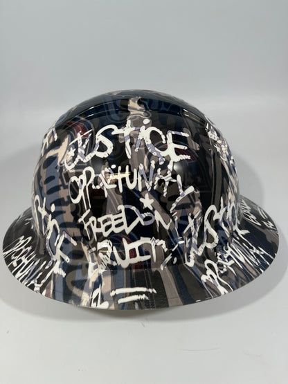 Full Brim Hard Hat Custom Hydro Dipped NEW ENGLAND PATRIOTS INSPIRE CHANGE