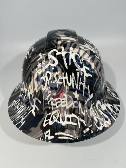 Full Brim Hard Hat Custom Hydro Dipped NEW ENGLAND PATRIOTS INSPIRE CHANGE