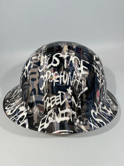 Full Brim Hard Hat Custom Hydro Dipped NEW ENGLAND PATRIOTS INSPIRE CHANGE