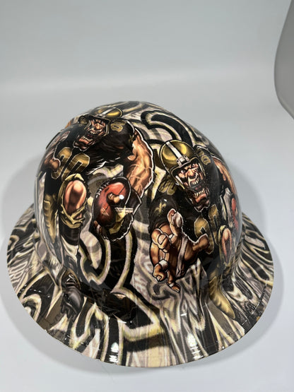 Full Brim Hard Hat Custom Hydro Dipped NEW ORLEANS SAINTS Fat Head