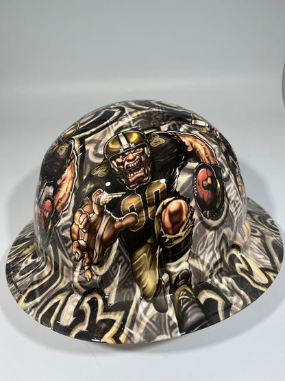 Full Brim Hard Hat Custom Hydro Dipped NEW ORLEANS SAINTS Fat Head