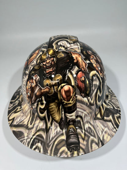 Full Brim Hard Hat Custom Hydro Dipped NEW ORLEANS SAINTS Fat Head