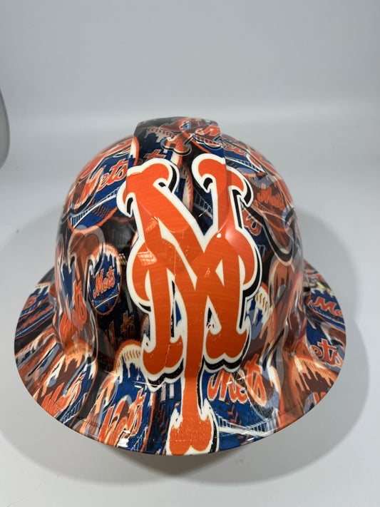 Full Brim Hard Hat Hydro Dipped NEW YORK METS