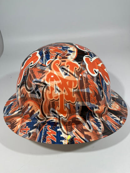 Full Brim Hard Hat Hydro Dipped NEW YORK METS