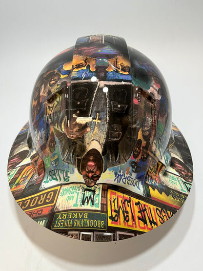 Full Brim Hard Hat Hydro Dipped NOTORIOUS BIG. Biggie