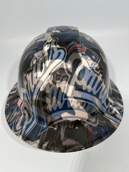 Full Brim Hard Hat Custom Hydro Dipped New England Patriots Camo