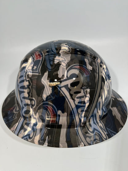 Full Brim Hard Hat Custom Hydro Dipped New England Patriots Camo