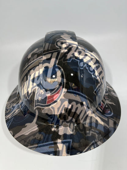 Full Brim Hard Hat Custom Hydro Dipped New England Patriots Camo
