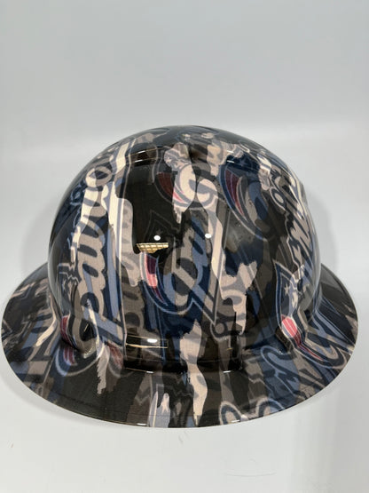 Full Brim Hard Hat Custom Hydro Dipped New England Patriots Camo