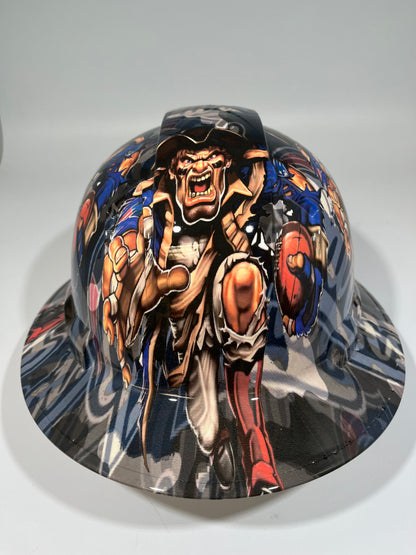 Full Brim Hard Hat Custom Hydro Dipped New England Patriots Fat Head